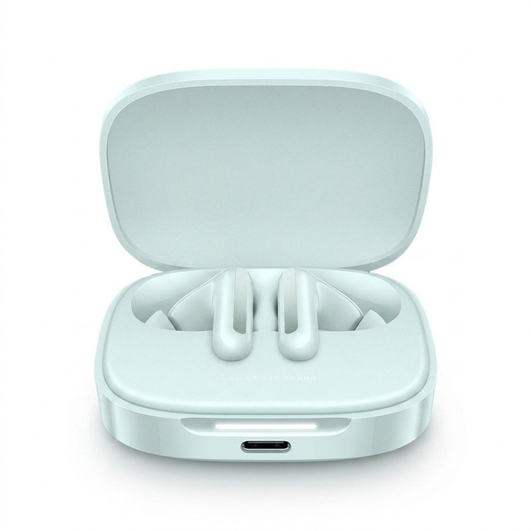 هدفون بلوتوثی شیائومی مدل Redmi Buds 6 با نویز کنسلینگ فعال (ANC)، درگاه شارژ USB Type-C، دارای میکروفون دوگانه با ENC (کاهش نویز محیط)، مقاوم در برابر رطوبت و عرق
