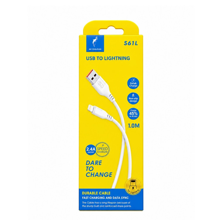 کابل تبدیل USB به لایتینگ اسکای دلفین مدل S61L طول 1 متر